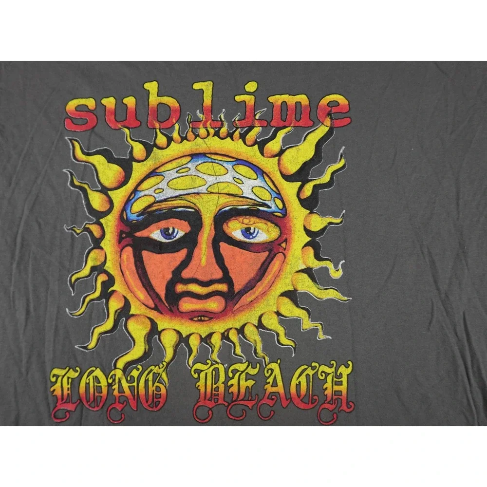 Sublime T-Shirt Mens XL Charcoal Grey Long Beach Sun Graphic Band Tee